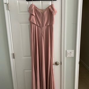 Kleinfeld bridesmaid Jenny Yoo dress in whipped apricot